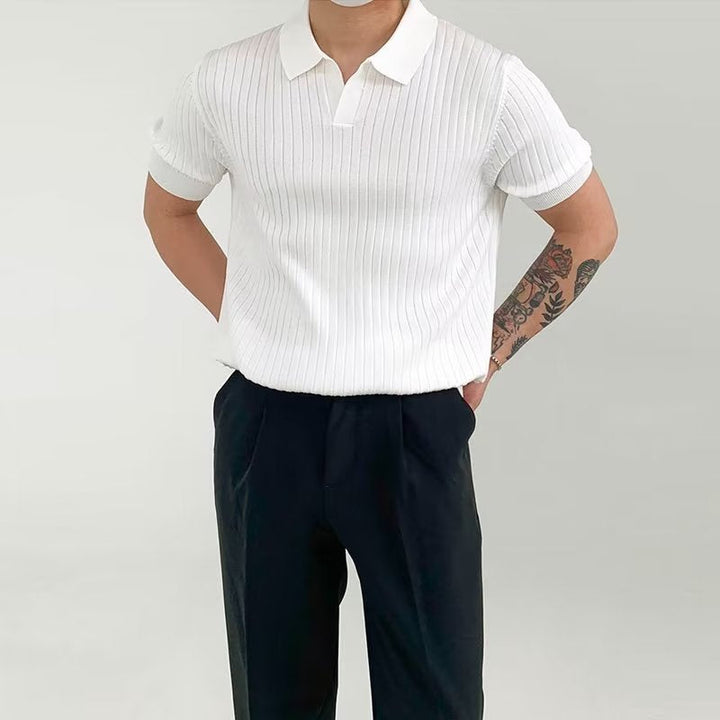 Men’s Polo Shirt - Ribbed Knit - Standard Fit - Short Sleeve Casual Smart Wear