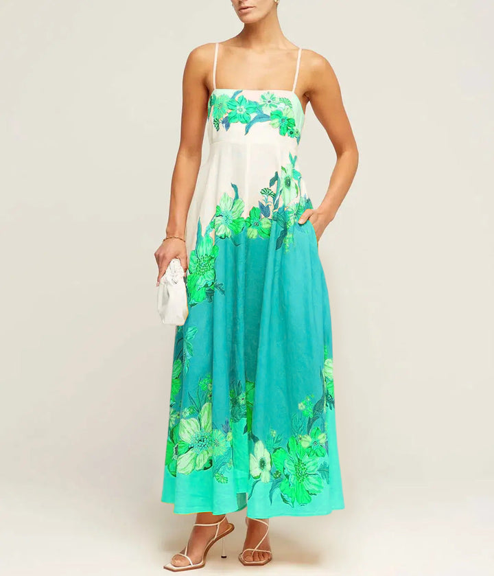 Women’s Maxi Dress - Smocked Bodice - Spaghetti Strap - Flowy Boho Silhouette