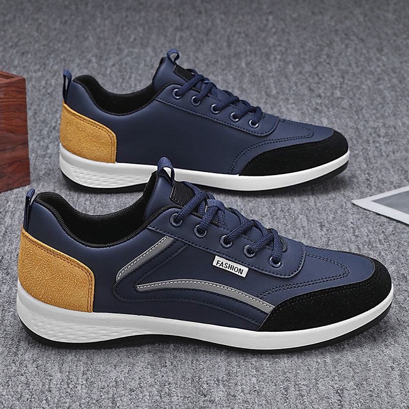 Men’s Sneakers - Lace-Up Athletic Fit - Suede-Like Panels - Casual & Sport Use