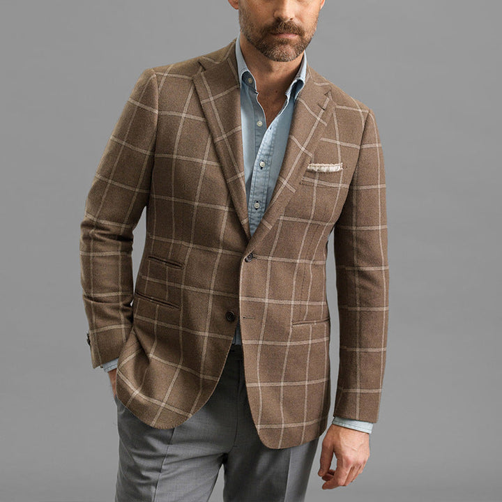 Men’s Blazer - Tailored Fit - Windowpane Check - Single-Breasted Formal Wear