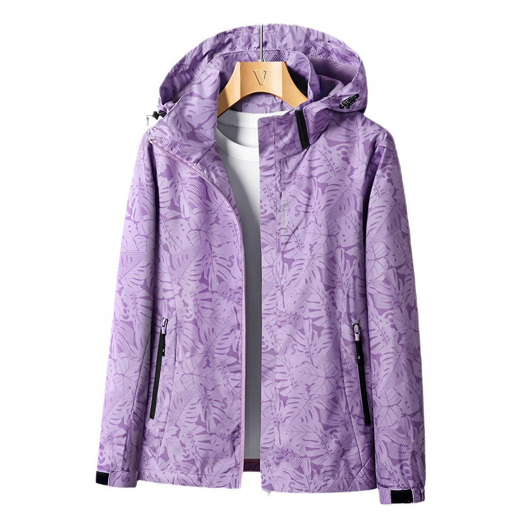 Women’s Waterproof Jacket – Wind-Resistant – Adjustable Hood – Zipper Pockets – Regular Fit