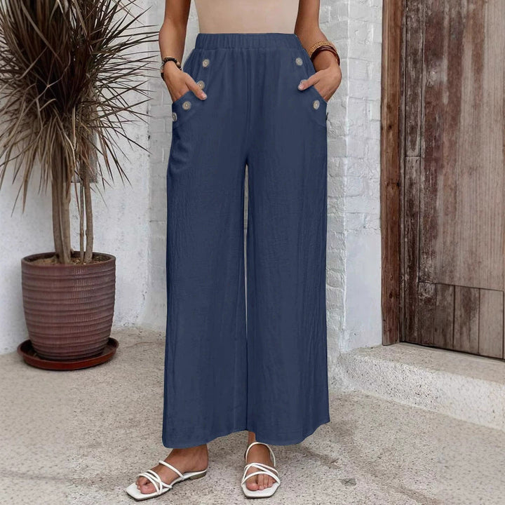 Women’s Wide Leg Pants - High Waisted - Elastic Waist - Lightweight Flowy Casual Fit