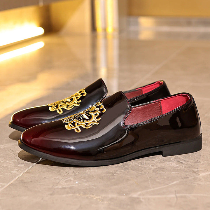 Men’s Loafers – Patent Leather – Embroidered Detailing – Slip-On – Regular Fit – Formal