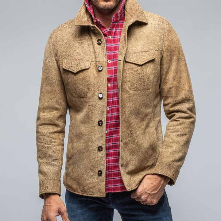 Men’s Jacket – Tailored Fit – Suede-Look Texture – Button Front – Smart Casual Style