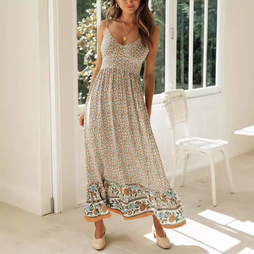 Women’s Sundress – Lightweight Fabric – V-Neck – Adjustable Straps – Flowy Fit