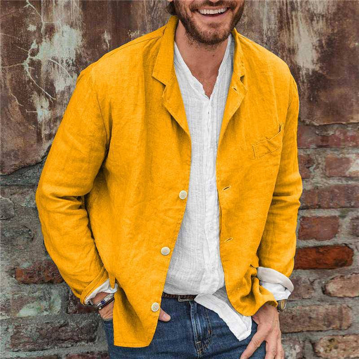 Men’s Casual Blazer - Cotton Linen Blend - Relaxed Fit - Lightweight Breathable Layer