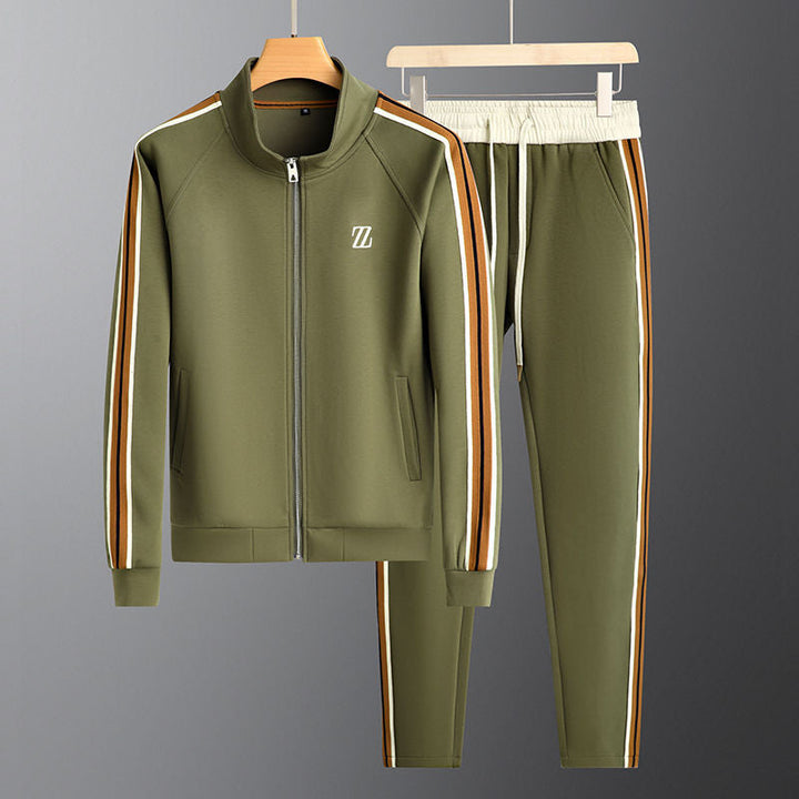 Men’s Tracksuit Set – Standard Fit – Zip Jacket – Tapered Pants – Side Stripe