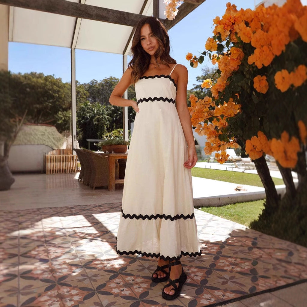 Women’s Maxi Dress – Sleeveless – Spaghetti Straps – Scalloped Trim – Lightweight Fabric