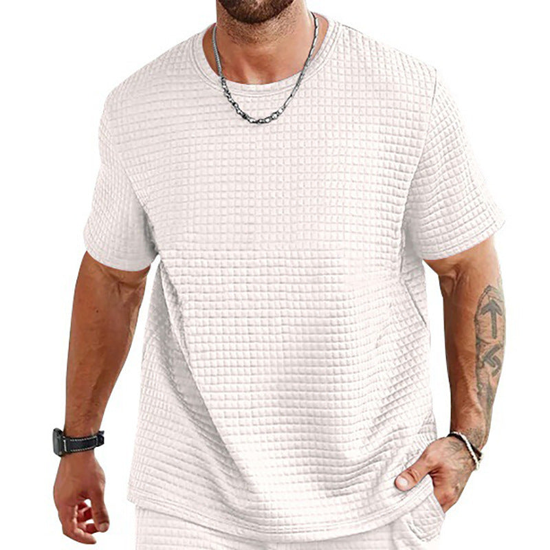 Men’s T-Shirt – Relaxed Fit – Textured Fabric – Crew Neck Casual