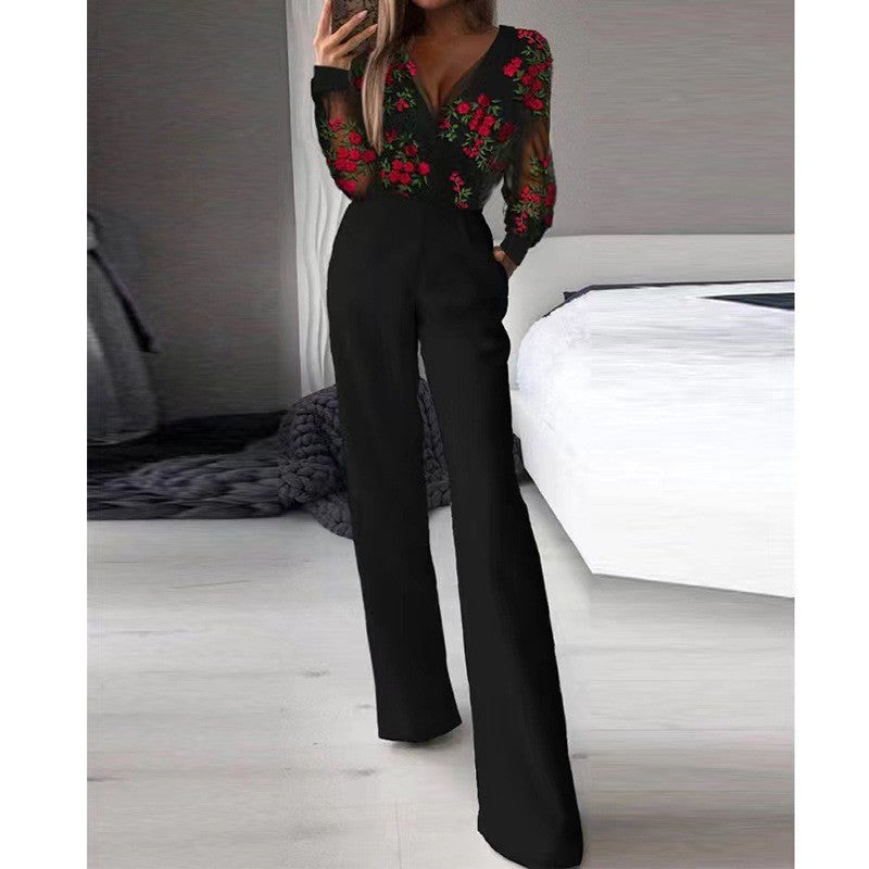 Women’s Jumpsuit - Strapless Asymmetric Neckline - Tailored Fit - Wide Leg Silhouette