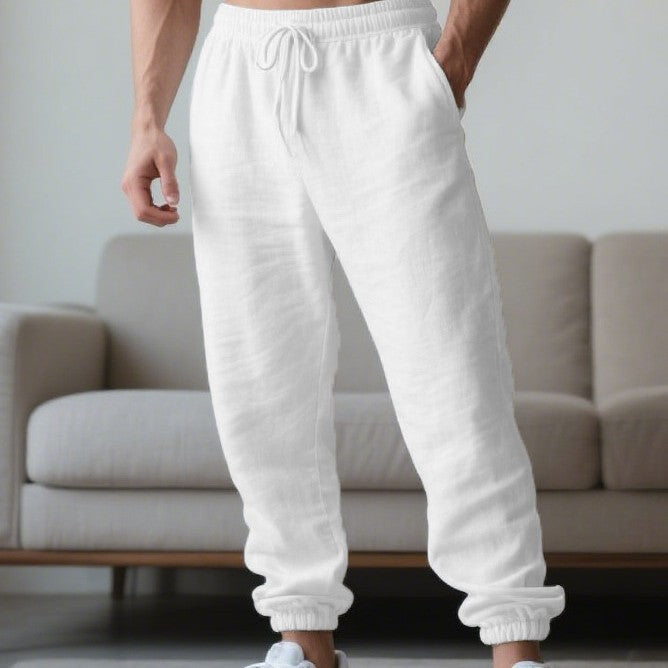 Men's Casual Pants - Relaxed Fit - Elastic Waist - Tapered Leg Design