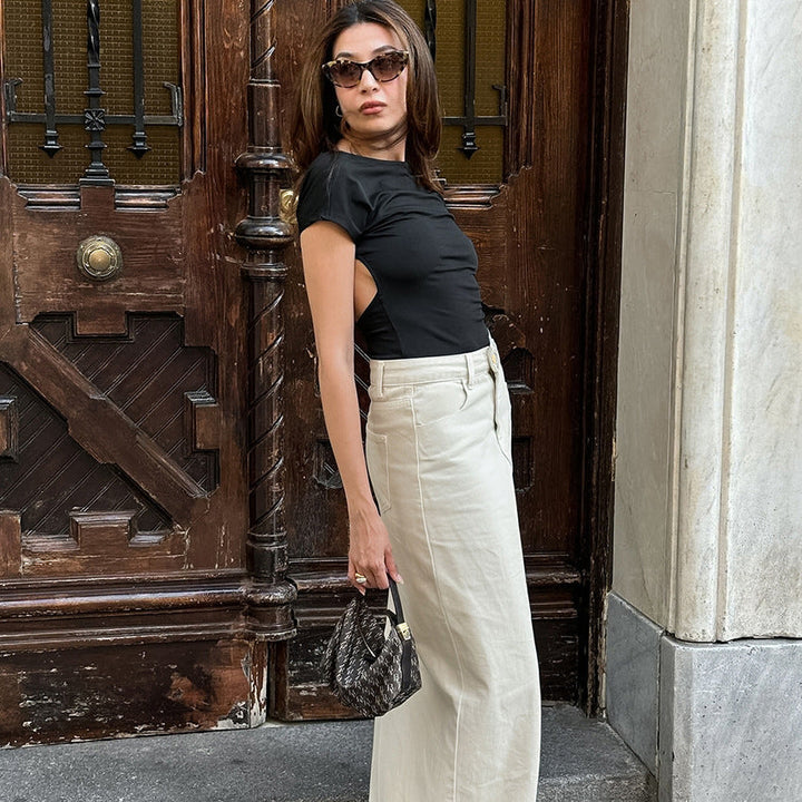 Women’s Maxi Skirt - High Waist - Structured Fit - Front Seam - Belt Loops & Pockets
