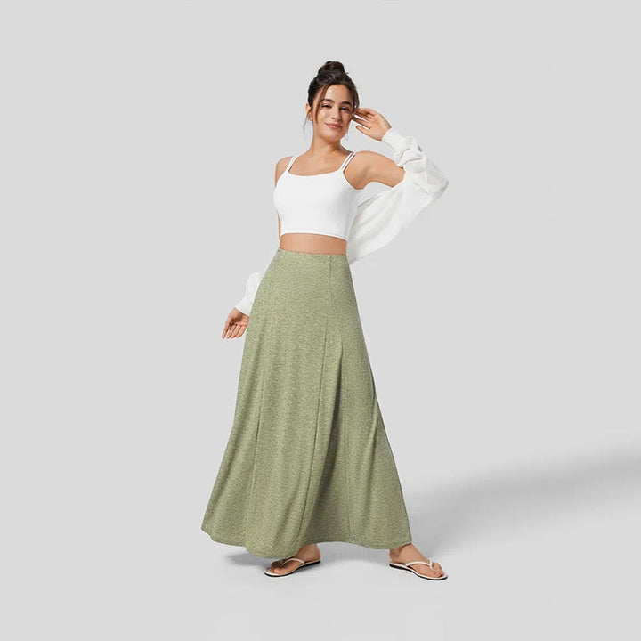 Women’s Maxi Skirt – Lightweight Textured Fabric – High Waist – Flowy Full Length Fit