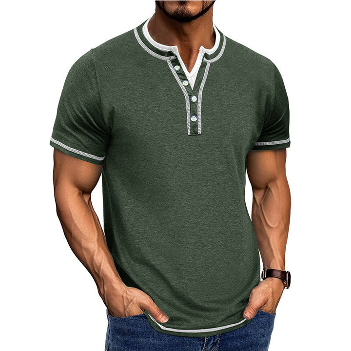 Men’s Henley Shirt – Cotton – Relaxed Fit – Short Sleeve – Button Placket Trim