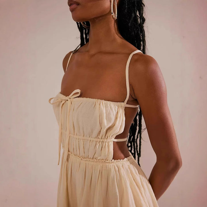 Women’s Sundress – Lightweight Fabric – Spaghetti Straps – Tiered Skirt – Elastic Waist