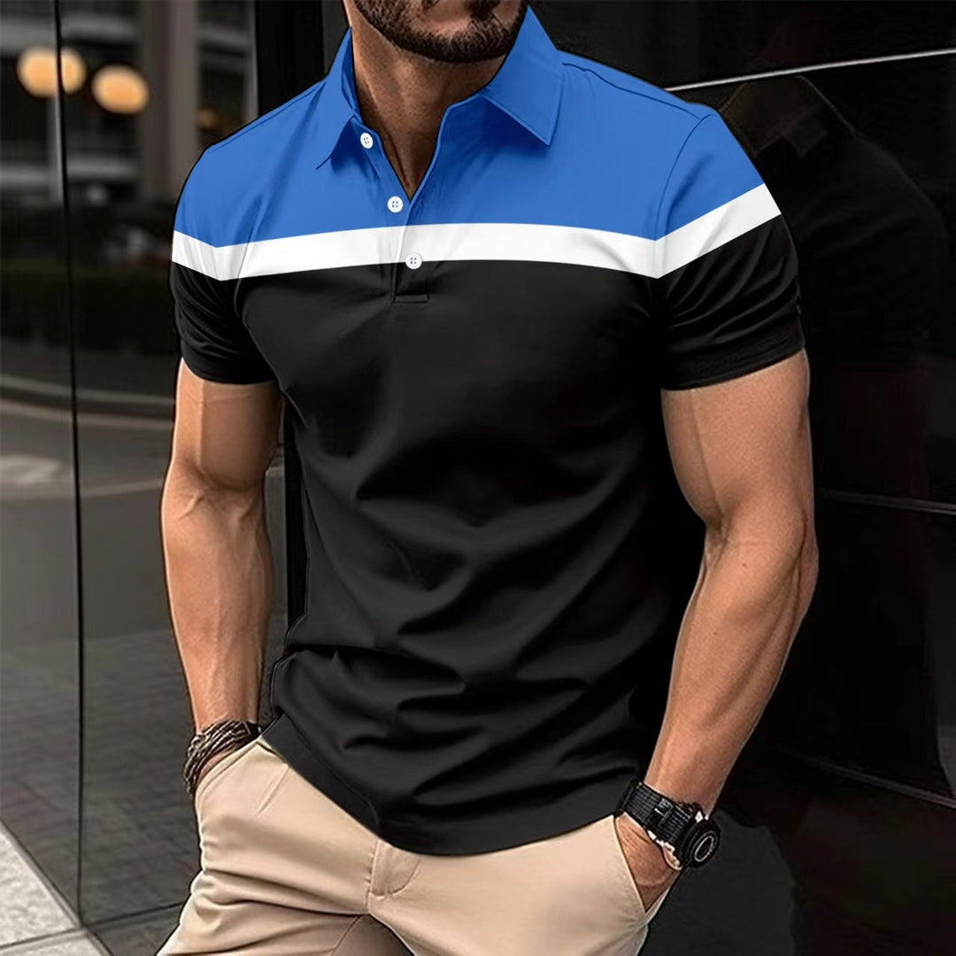 Men's Polo Shirt - Slim Fit - Cotton Blend - Short Sleeve - Contrast Trim Casual Wear