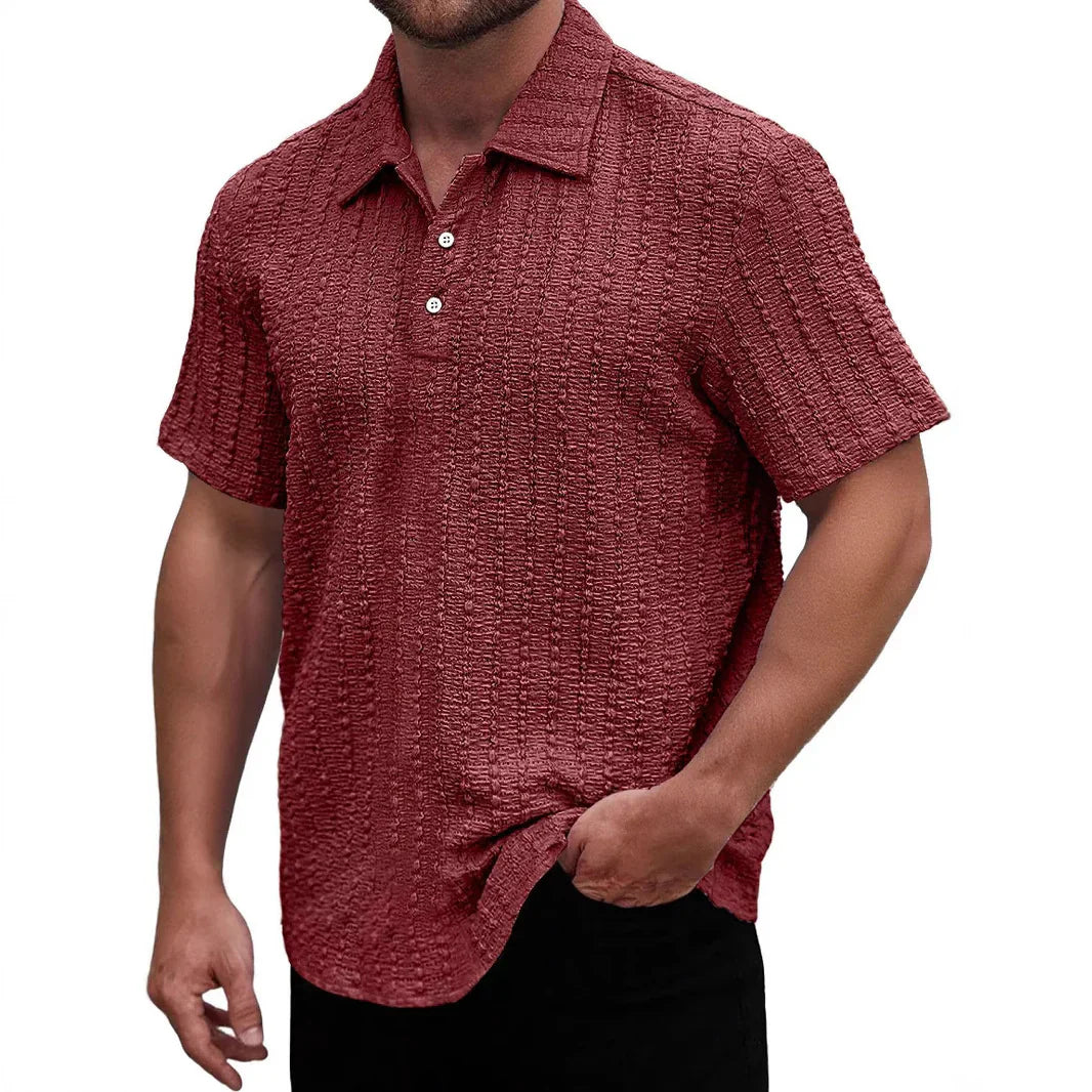 Men’s Polo Shirt – Regular Fit – Textured Soft Knit – Short Sleeve – Breathable Fabric
