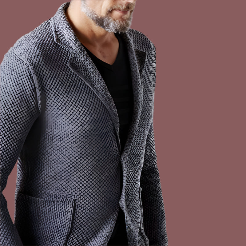 Men’s Blazer – Tailored Fit – Textured Heavyweight Fabric – Notched Lapel – 2-Button