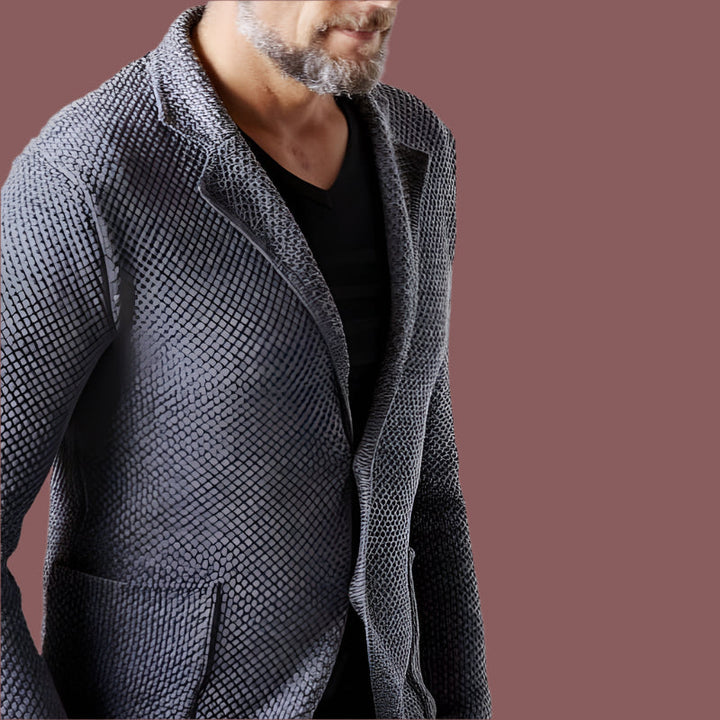 Men’s Blazer – Tailored Fit – Textured Heavyweight Fabric – Notched Lapel – 2-Button