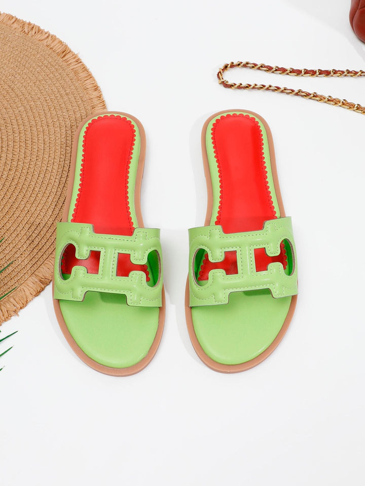 Women’s Flat Sandals - Cut-Out Strap - Open Toe - Slip-On Casual Footwear