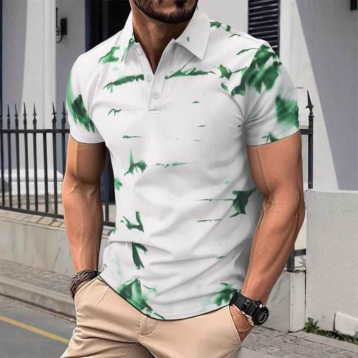 Men’s Polo Shirt – Slim Fit – Cotton – Short Sleeve – Abstract Pattern