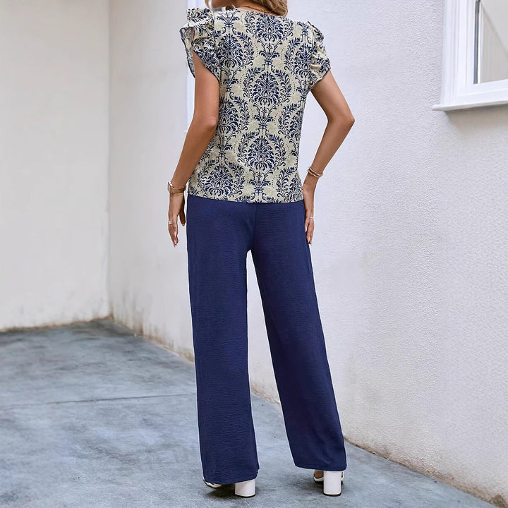 Women’s Wide-Leg Pants - High Waist - Fabric Belt - Lightweight Breathable Fit