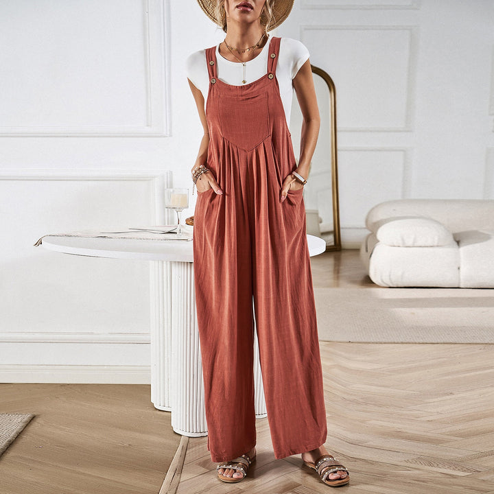 Women’s Jumpsuit Overalls – Adjustable Straps – Wide Leg – Lightweight Cotton – Relaxed Fit