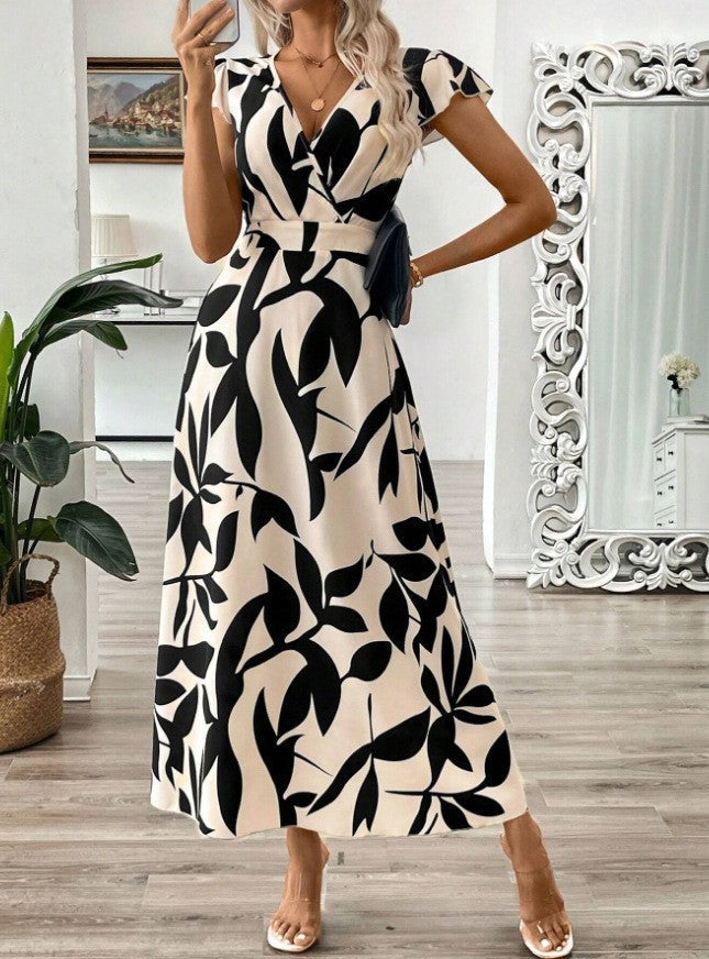 Women’s Maxi Dress – Wrap Style – Elegant Fit – Floral Pattern – Breathable Blend