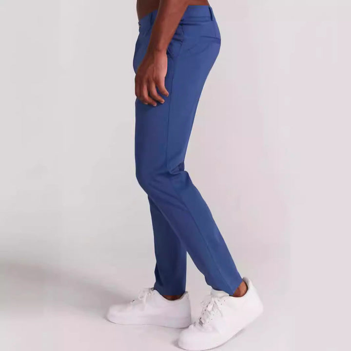Men’s Slim Fit Pants - Full Length - Soft Breathable Fabric - Rear Pockets - Casual Style
