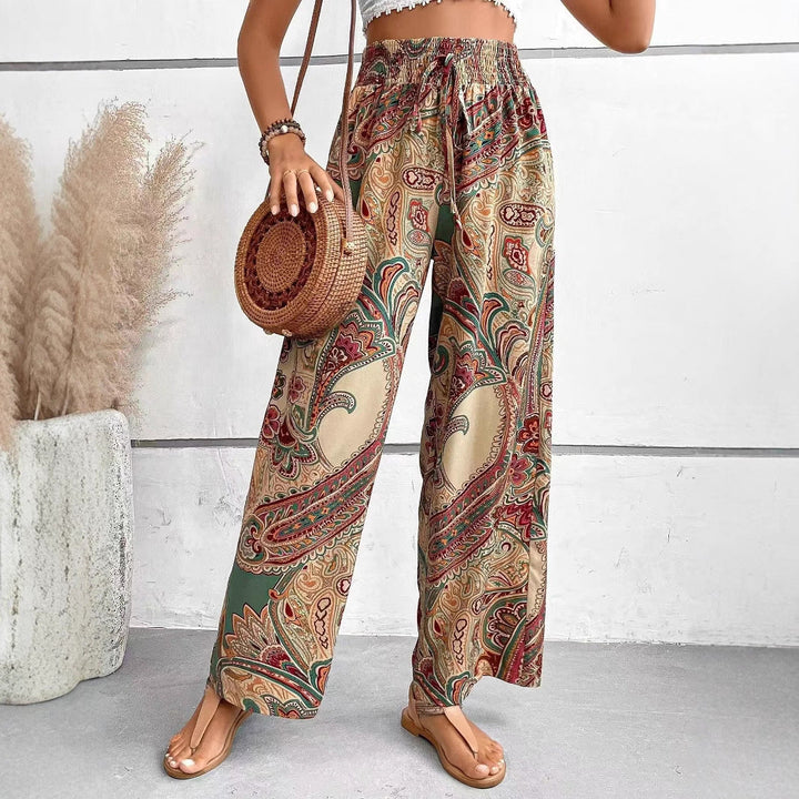 Women’s Wide-Leg Pants - Elastic Waist - Breathable Blend - Flowy Relaxed Fit