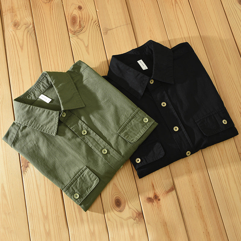Men’s Workwear Shirt – Relaxed Fit – Short Sleeve – Natural Fibers – Utility Pockets