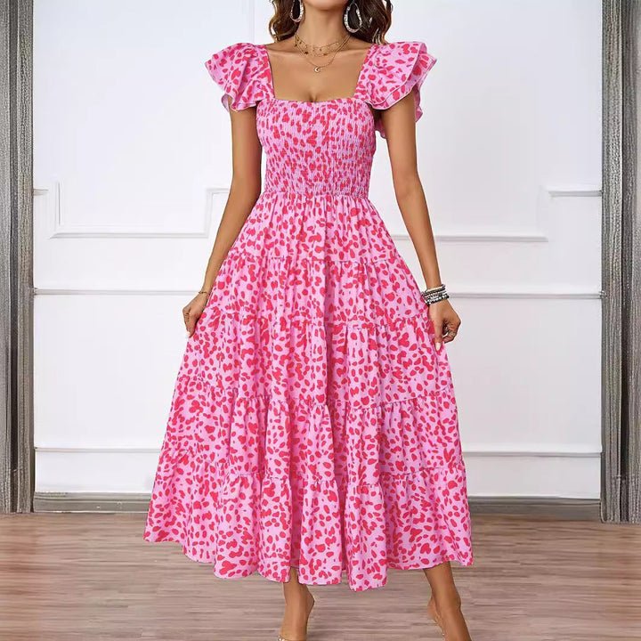 Women’s Maxi Dress – Smocked Bodice – Ruffled Straps – Tiered A-Line – Breathable Blend