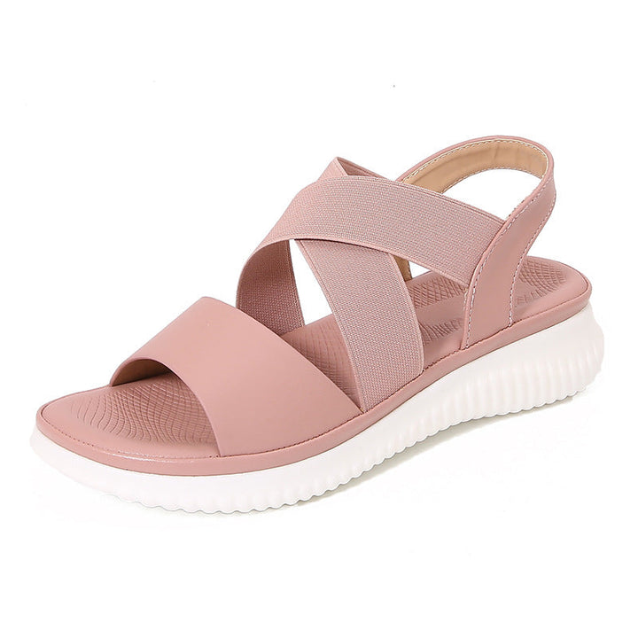 Women’s Flat Sandals – Crisscross Elastic Straps – Open Toe – Slingback Casual Fit