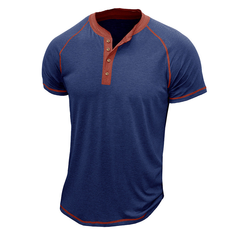 Men’s Henley Shirt – Cotton Blend – Regular Fit – Short Sleeve – Contrast Trim