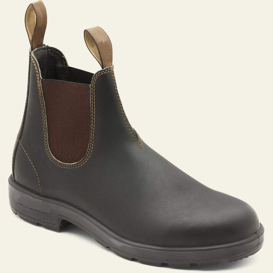 Men's Chelsea Boots - Leather - Ankle Length - Slip-On - Rugged Sole Casual Fit