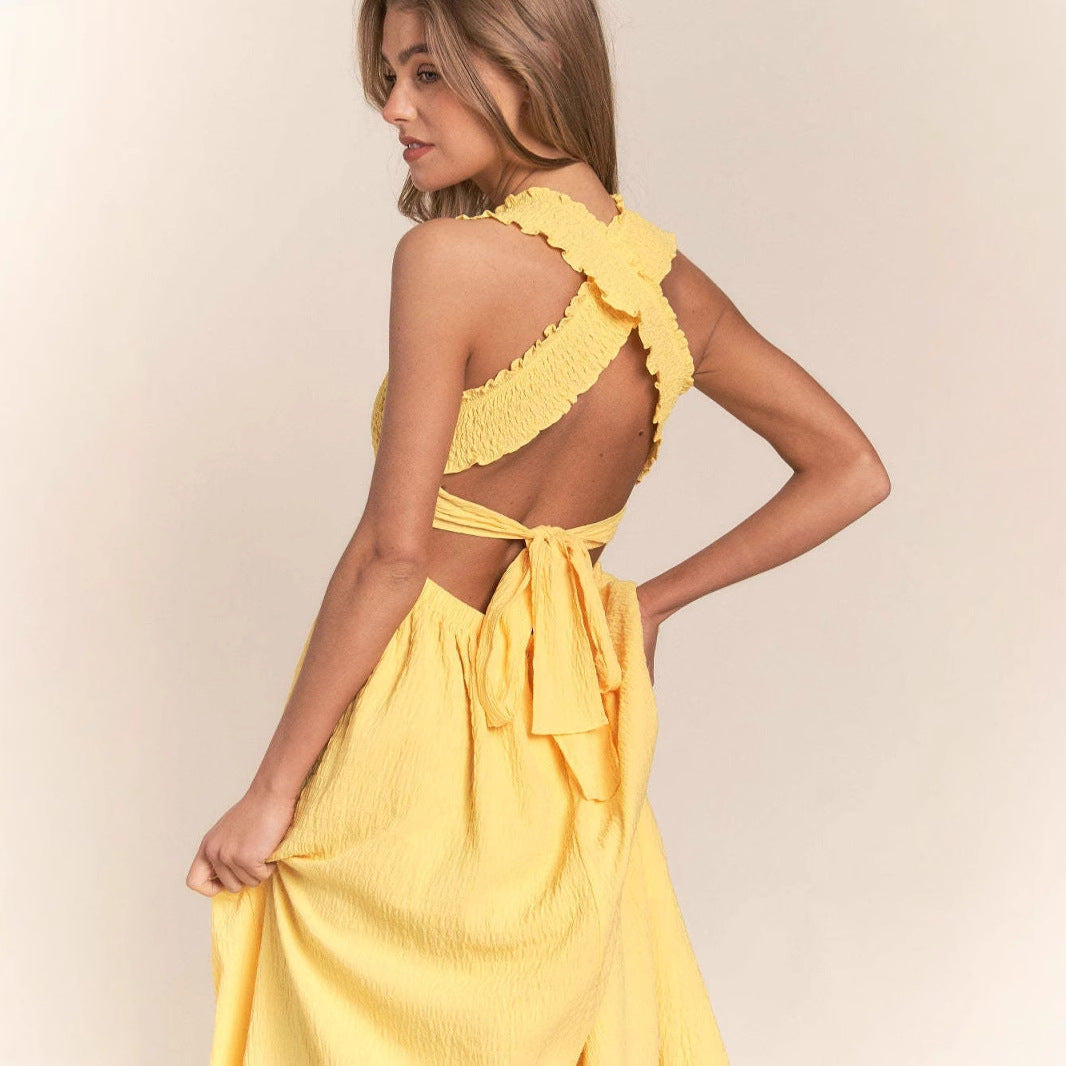 Women’s Maxi Dress – Lightweight Cotton – Smocked Bodice – Sleeveless – Flowy Fit