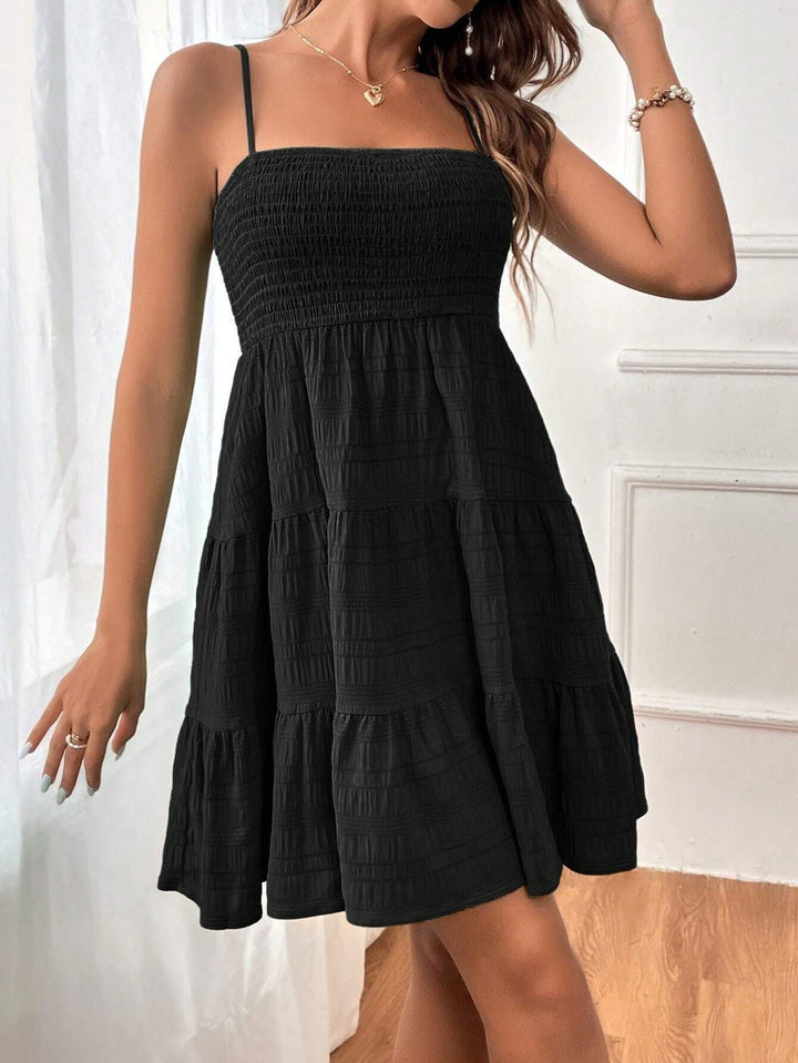 Women’s Tiered Dress – Smocked Bodice – Spaghetti Straps – Lightweight Flowy Fit