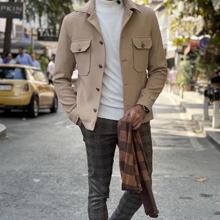 Men’s Tailored Jacket – Structured Fit – Notched Lapel – Button Closure – Chest Pockets