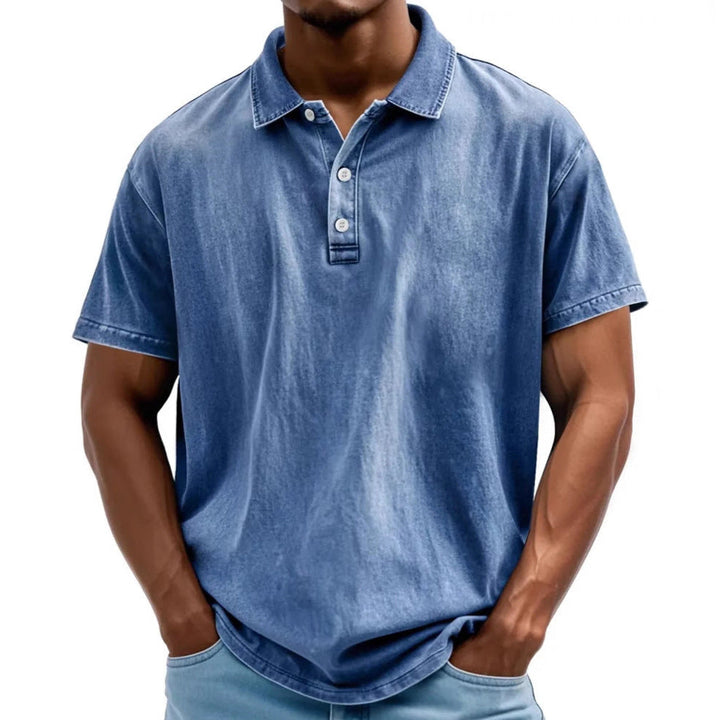 Men’s Polo Shirt - Relaxed Fit - Washed Retro Style - Short Sleeve Casual Wear