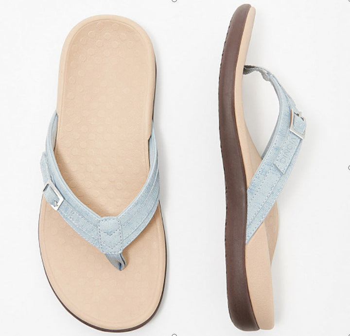 Women’s Flat Sandals – Thong Style – Cushioned Sole – Adjustable Buckle Straps