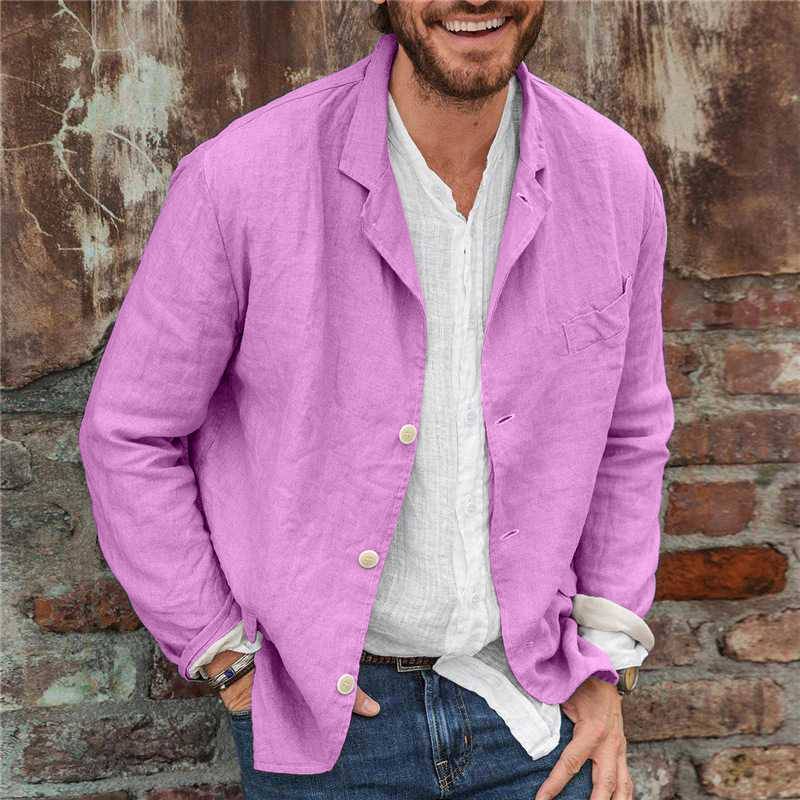 Men’s Casual Blazer - Cotton Linen Blend - Relaxed Fit - Lightweight Breathable Layer