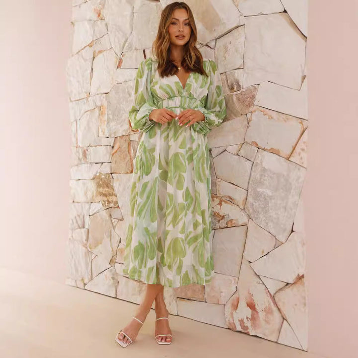 Women’s Maxi Dress - Lightweight Fabric - Relaxed Fit - Long Sleeve Elegant Style