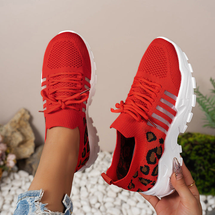 Women’s Athletic Sneakers – Flyknit Upper – Low-Top – Breathable – Cushioned Sole