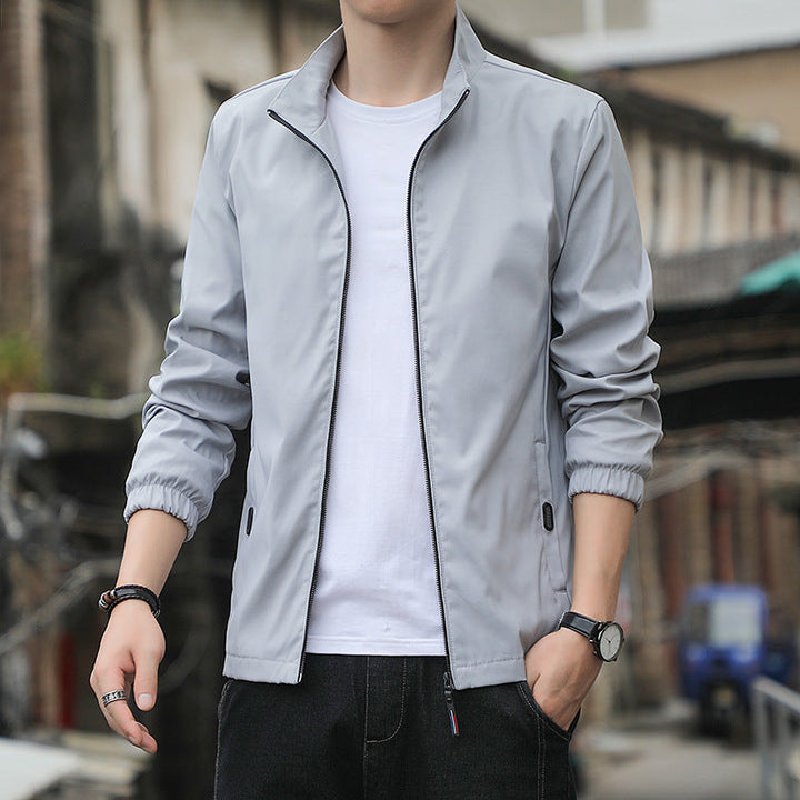 Men’s Casual Jacket - Slim Fit - Stand Collar - Zip Front - Elastic Cuffs - Lightweight