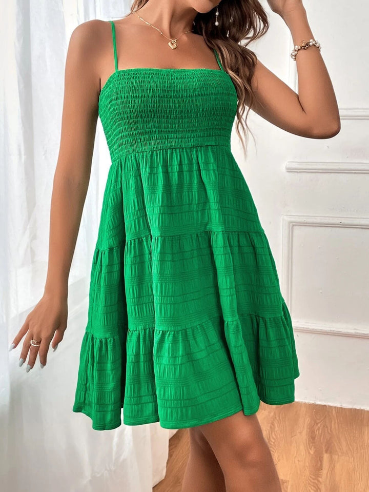 Women’s Tiered Dress – Smocked Bodice – Spaghetti Straps – Lightweight Flowy Fit