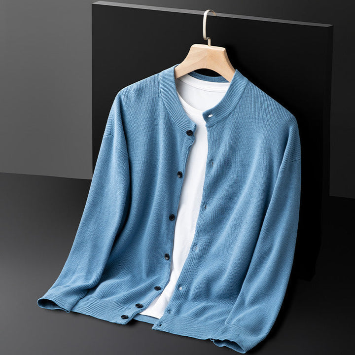 Men’s Cardigan - 100% Knit Cotton - Slim Fit - Button Front - Ribbed Hem & Cuffs