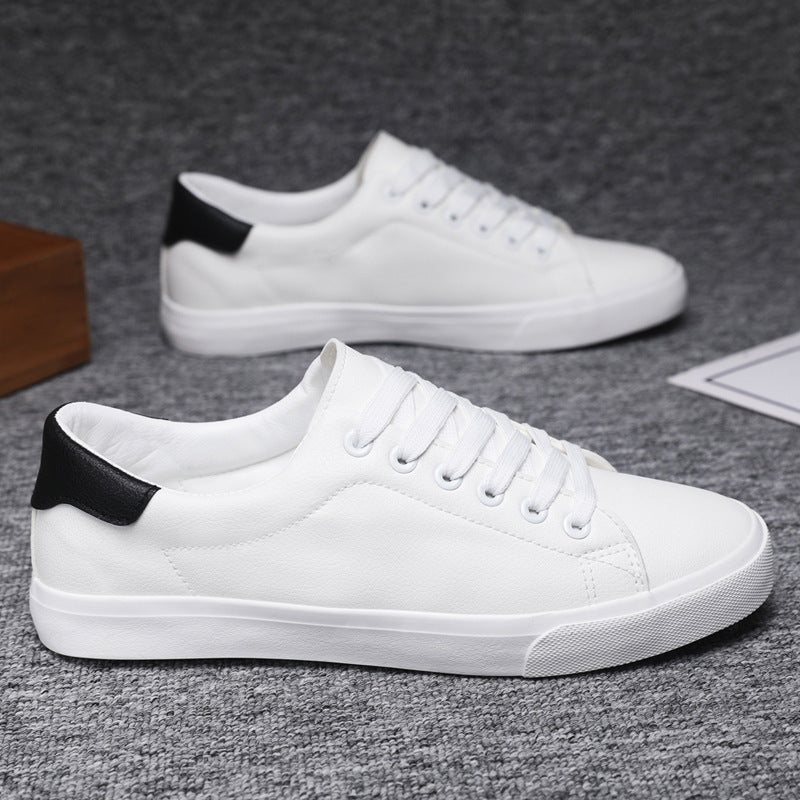 Men’s Low-Top Sneakers - Leather Finish - Lace-Up - Rubber Sole - Casual Fit
