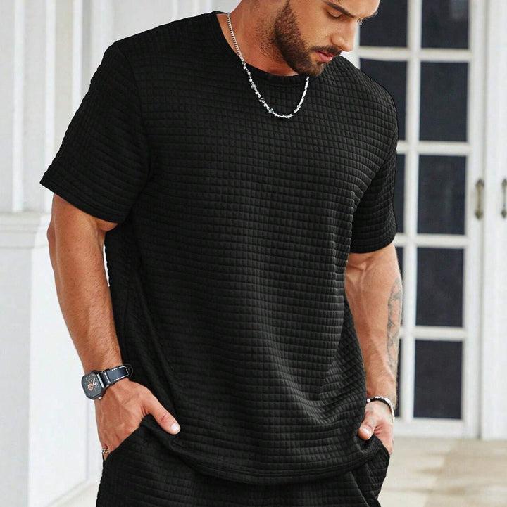 Men’s T-Shirt – Relaxed Fit – Textured Fabric – Crew Neck Casual