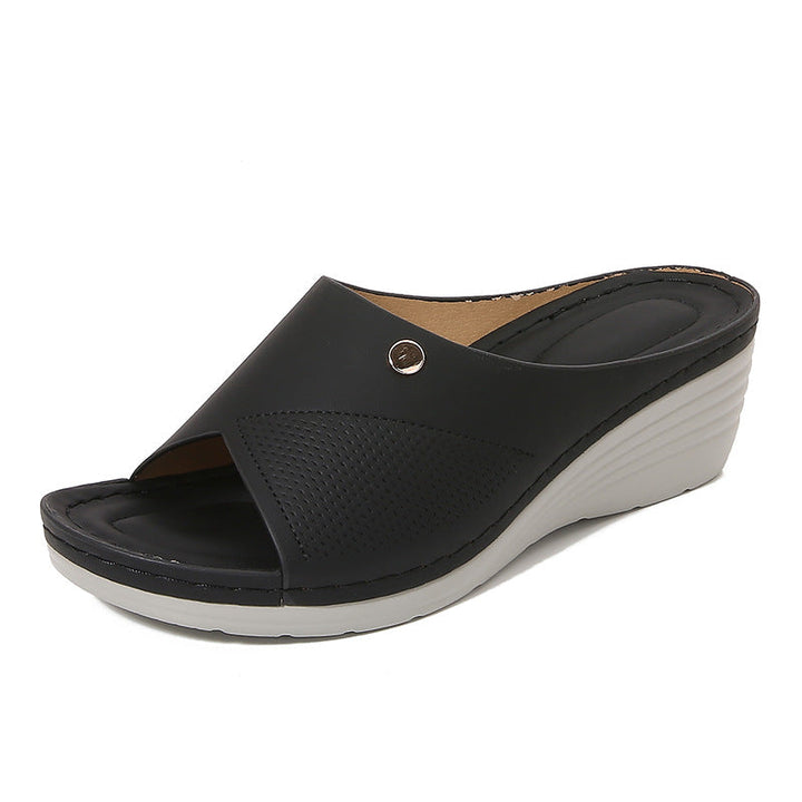 Women’s Wedge Sandals – Breathable Strap – Open Toe – Slip-On Casual Comfort