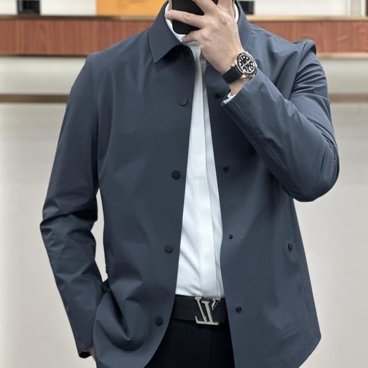 Men’s Shirt Jacket – Slim Fit – Turn-Down Collar – Lightweight Business Casual Layer